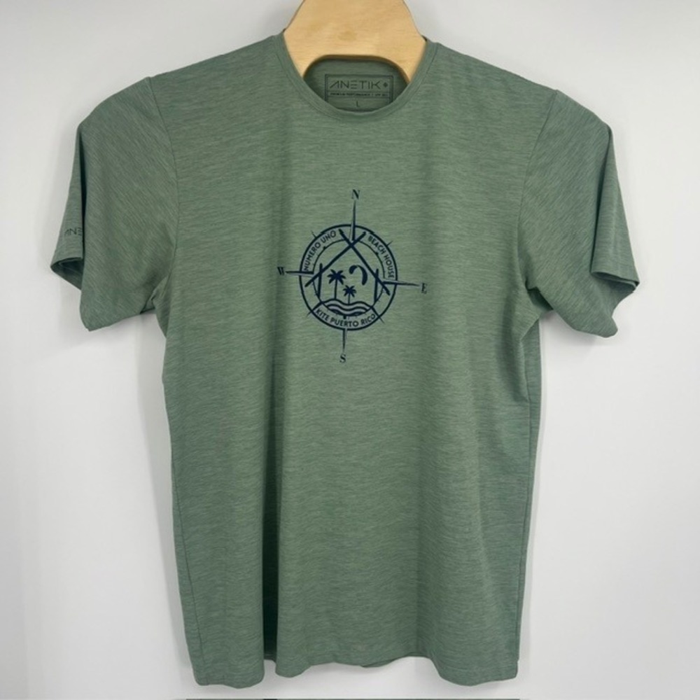 Anetik Men's Large Premium Performance UPF 30+ UV Sage Green T-Shirt Puerto Rico